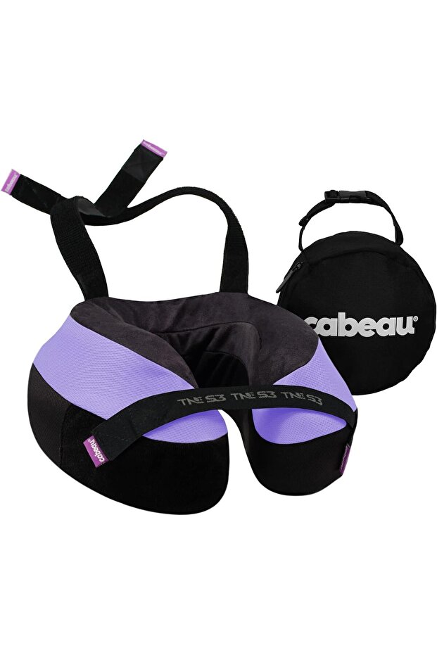 TNE S3 Travel Neck Pillow Memory Foam with Attachment Straps (Paris Lavender)