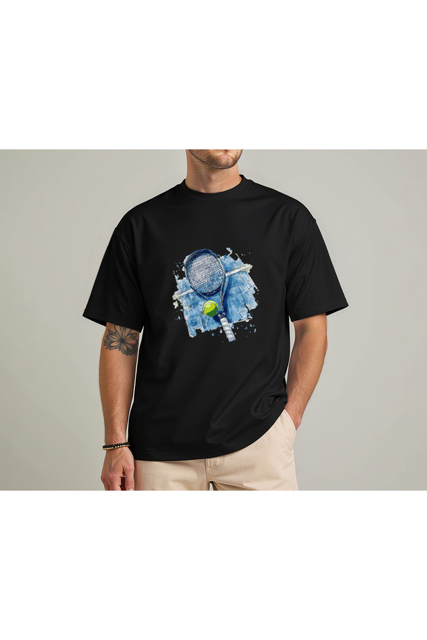 Tennis Visual 100% Cotton Crew Neck Unisex T-Shirt