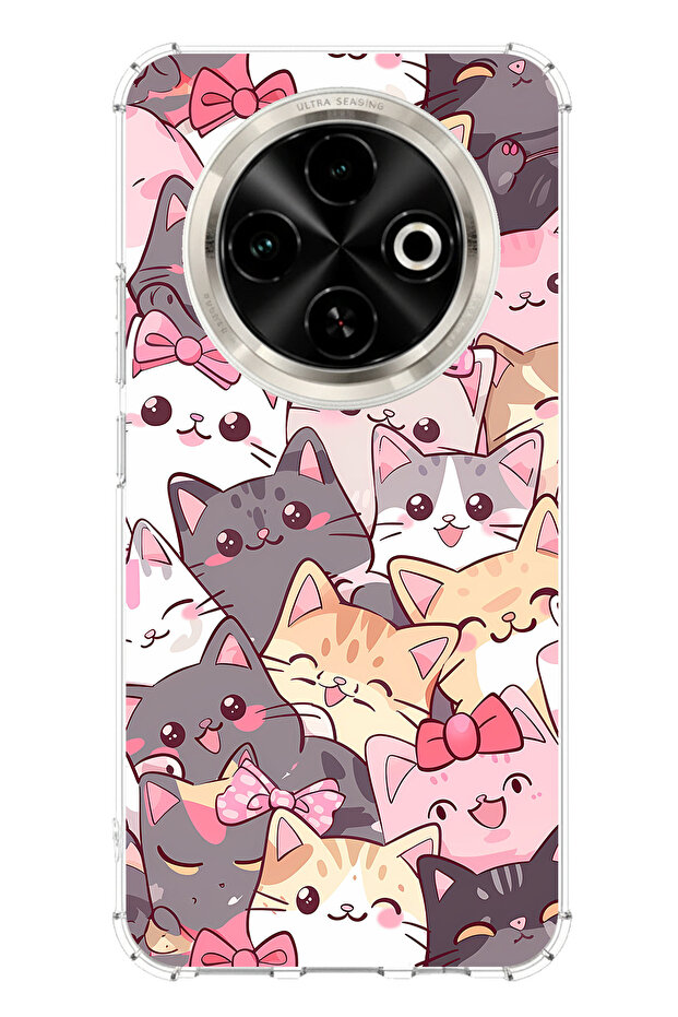 حافظة سيليكون متوافقة مع هاتف Tecno Spark 30C Cute Cats مطبوع - 1