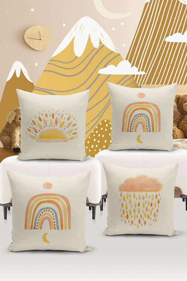 4-Piece Throw Pillow Cover Set Kids Baby Room Digital Printed