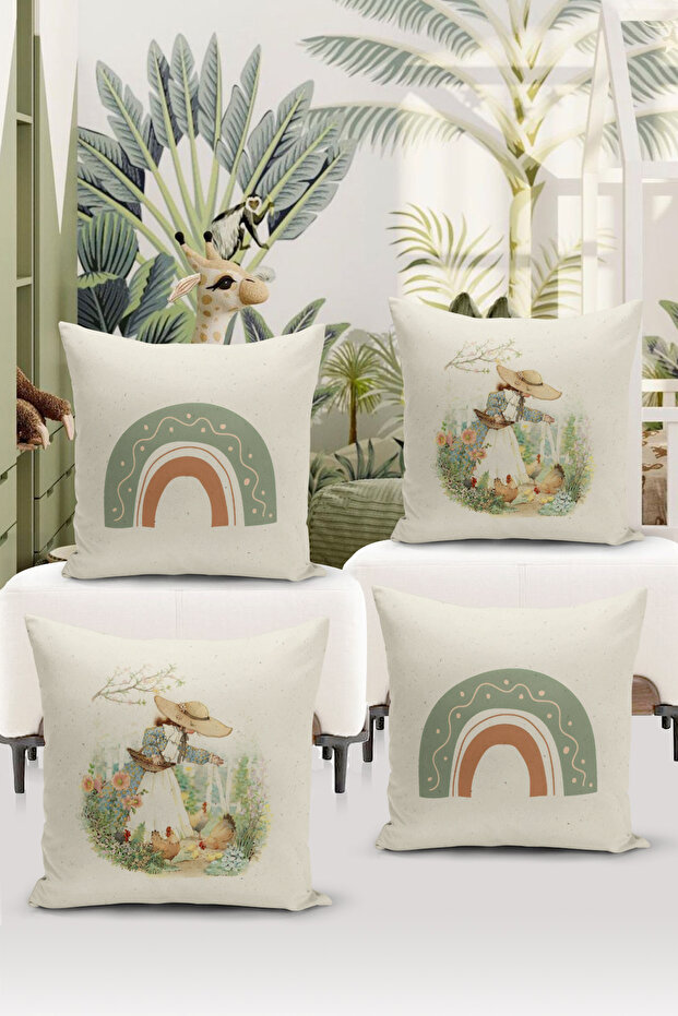 4-Piece Throw Pillow Cover Set Kids Baby Room Digital Printed