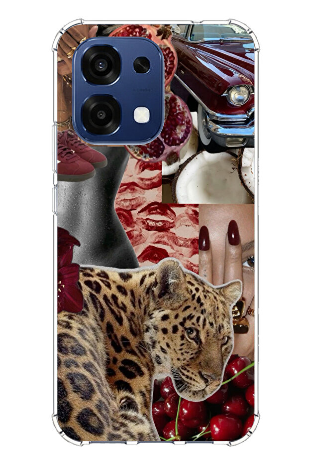 حافظة سيليكون متوافقة مع هاتف اوبو A6 برو من نوع ليوبارد ريد فيبس مطبوع - 1