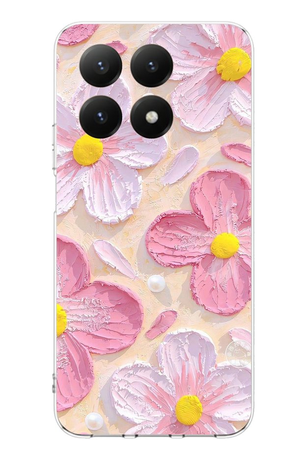 Xiaomi 15t Pro Compatible Pink White Flowers Watercolor Printed Silicone Case