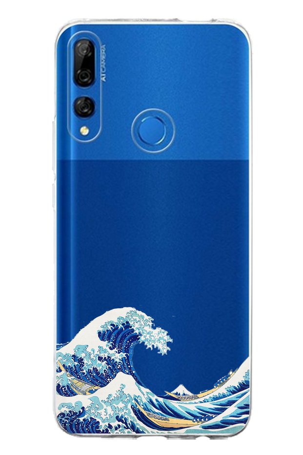 حافظة سيليكون مطبوع متوافقة مع هاتف Honor 9X بتصميم موجة كاناغاوا أوكي نامي أورا