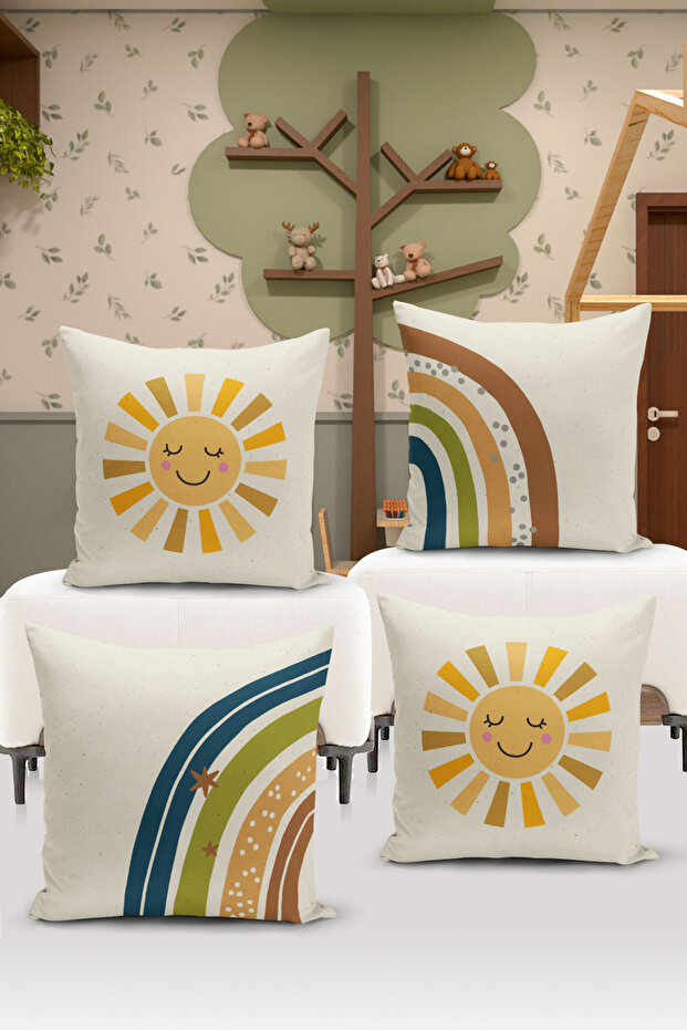 4-Piece Throw Pillow Cover Set Kids Baby Room Digital Printed