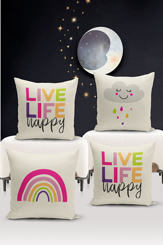 4-Piece Throw Pillow Cover Set Kids Baby Room Digital Printed