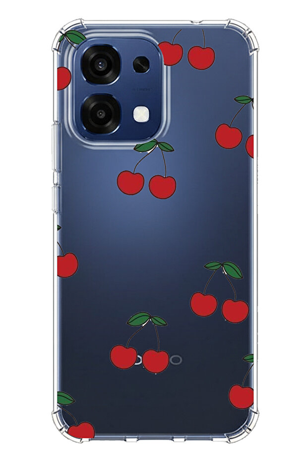 حافظة سيليكون متوافقة مع هاتف اوبو A6 برو بتصميم الكرز مطبوع - 1