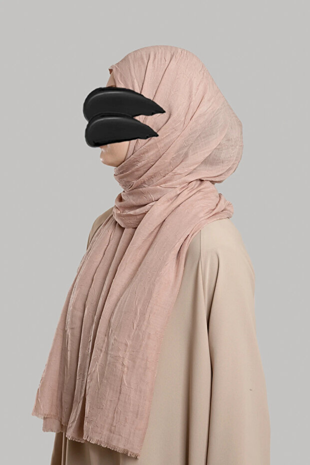 Bambu Kraşlı Şal - Pudra - 2