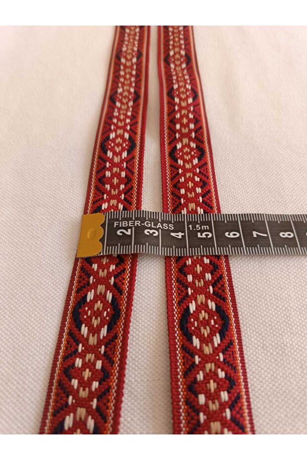 Dark Red Patterned Ethnic Stripe - 2