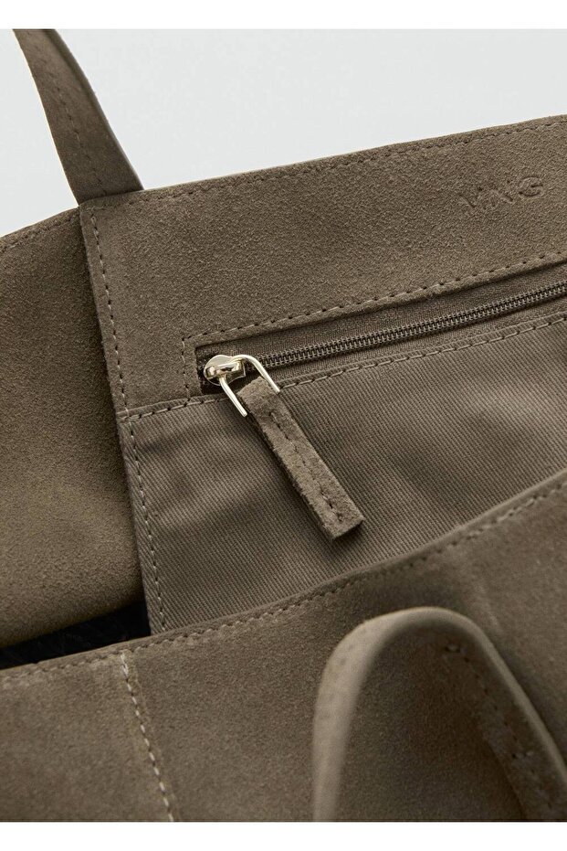 Süet shopper çanta - 4