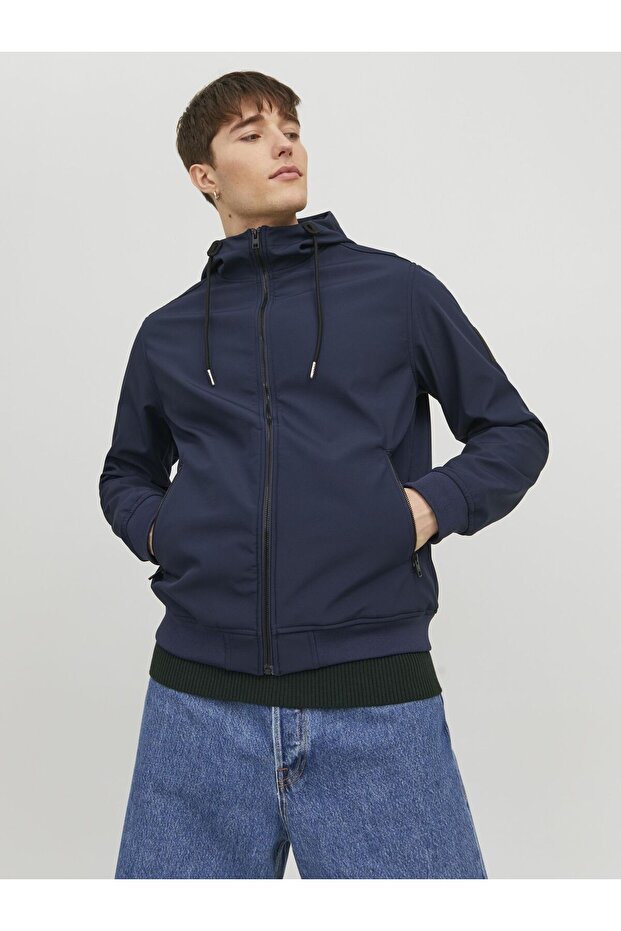 Jachetă softshell - glugă, fermoar și buzunare cu fermoar model basic - 7