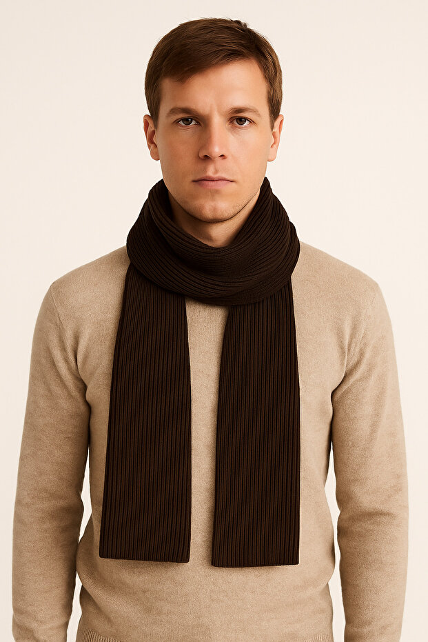 Erkek Triko Atkı Acı Kahve - 2