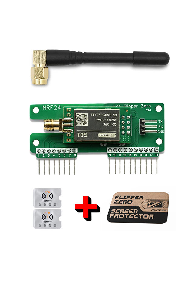 External NRF24L01 2.4 GHz Module for Flipper Zero, Wireless Extension, Antenna, Display Protector - 1
