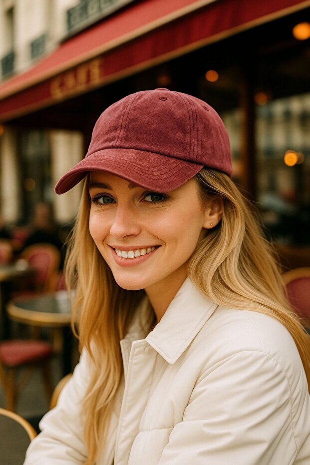 Burgundy Vintage Cotton Women's Cap Hat