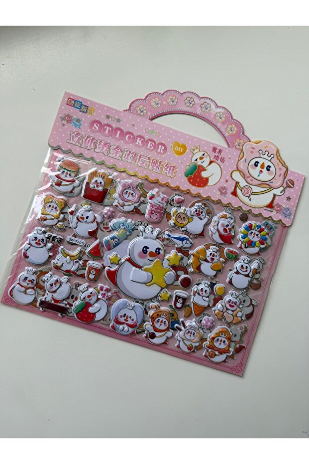 2 Sheets Snowman Special 3D Embossed Sticker with Bag