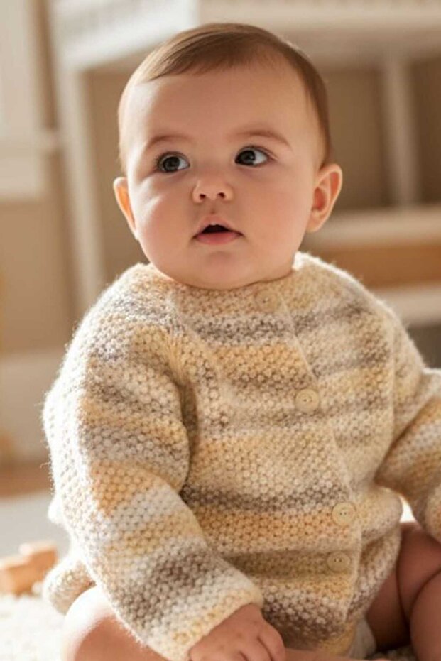 0-1 Year Old Knitted Unisex Baby Cardigan