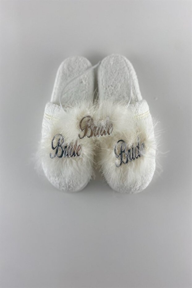 Women's Ecru Bride Maternity Crown Slippers Set (Effortt)