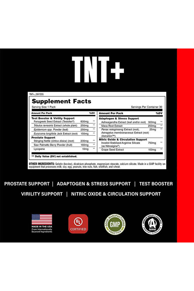 Tnt Rabbit Supplement UNIVERSAL ANİMAL Animal TNT+ Testo Booster (Tribulus+Fenugreek+Maca ...