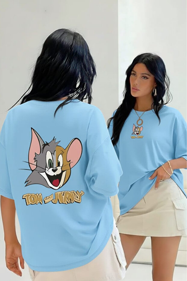 تيشيرت بطبعة Tom and Jerry، قصة واسعة / فضفاضة