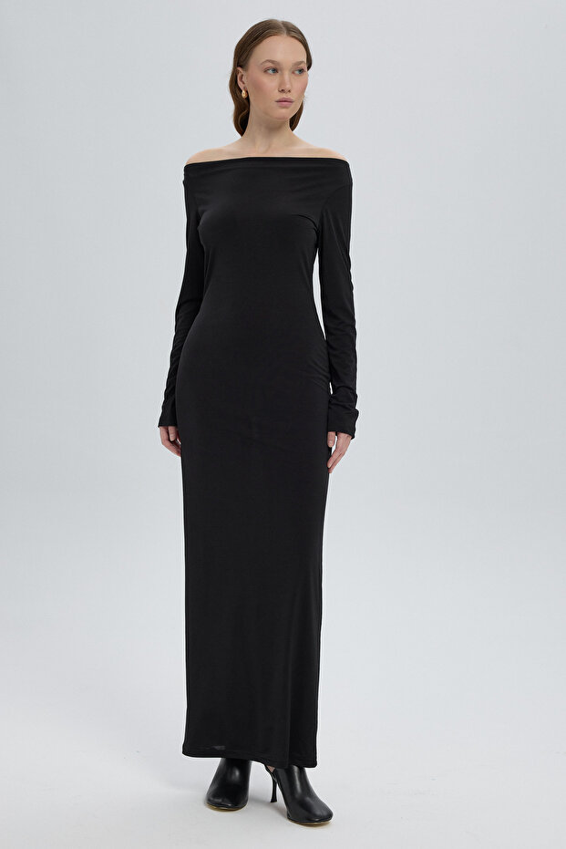 Rochie lungă neagră Valeria - 5