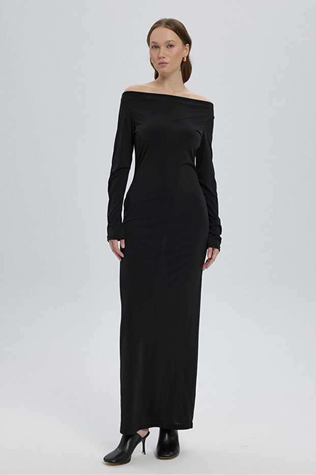 Rochie lungă neagră Valeria - 6
