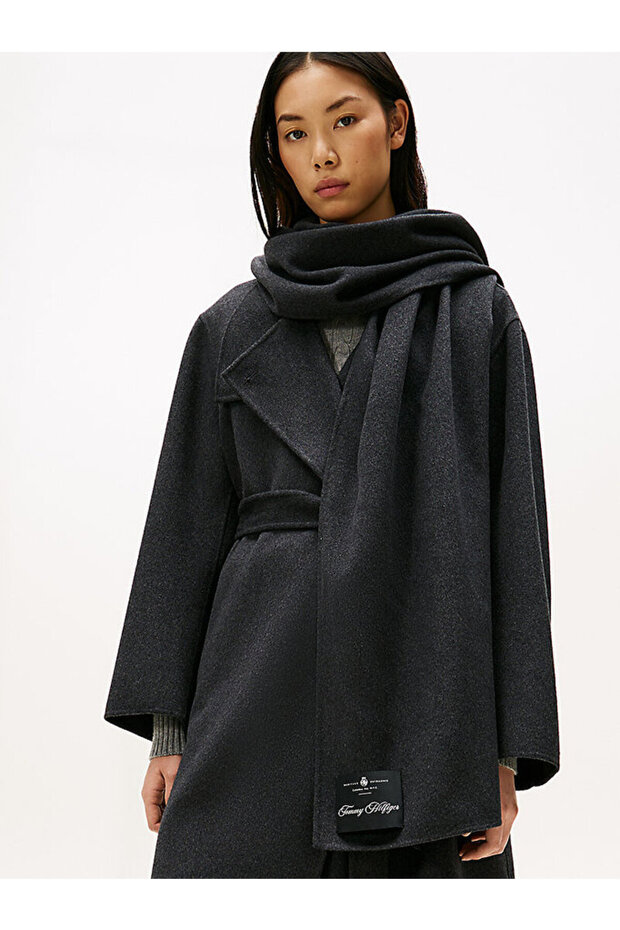 Wool Blend Oversized Longline Scarf Coat - 3