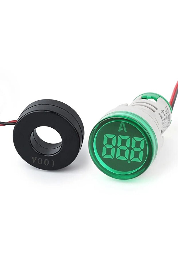 Digital Panel Ammeter, 220V, Diameter 22mm, Green - 3