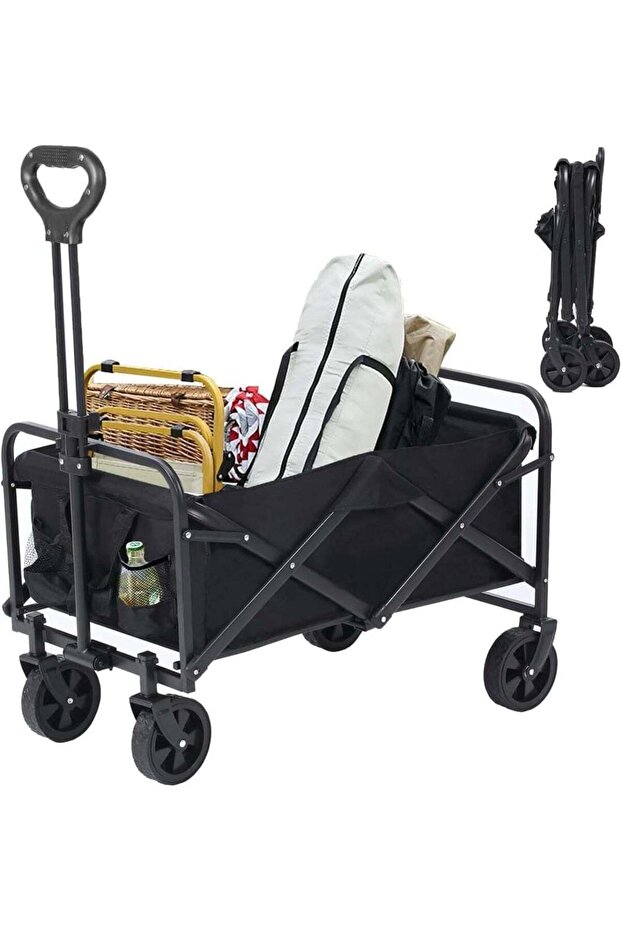 Foldable Garden & Beach Wagon Trolley – 5-Inch Wheels, 66×48×91 cm