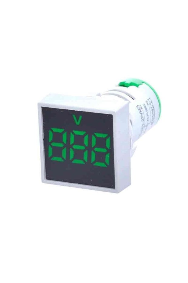 Digital Voltmeter, LED, Square Panel, 22mm, Screw Mount, Green