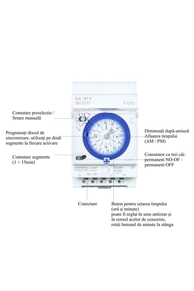 Mechanical Panel Timer, Timer Clock, Rail Mount, SUL-181-D - 6