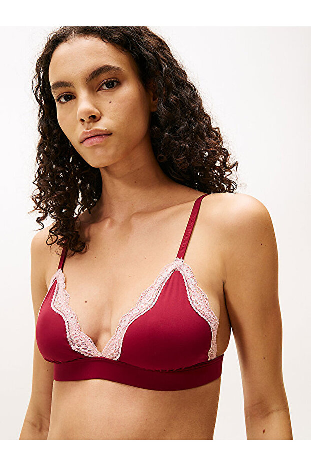 Microfibre Lace Trim Triangle Bralette - 4