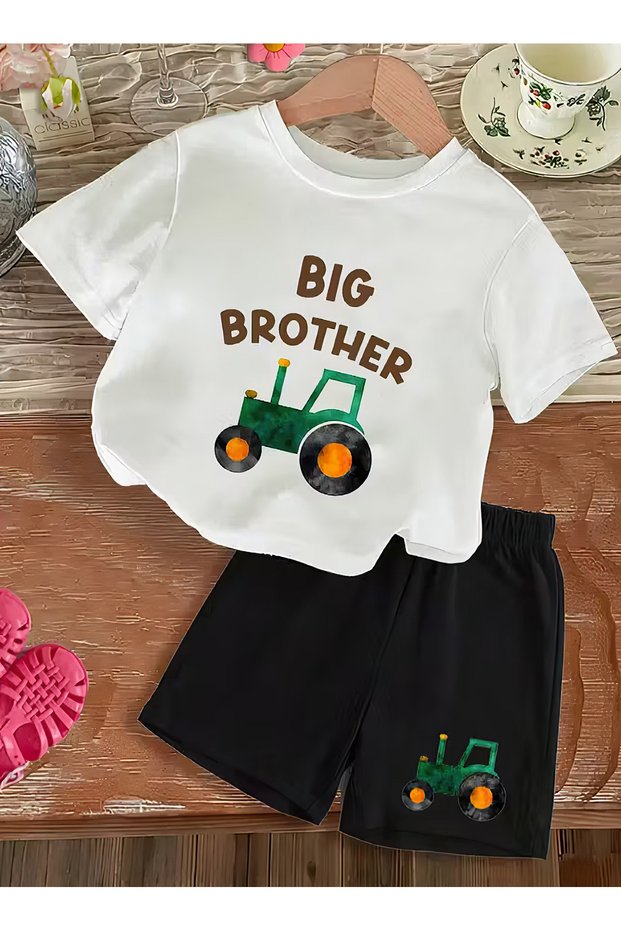 Brother and Sister Shorts T-Shirt Set Combination (the Price Is for 1 T-Shirt and 1 Short)