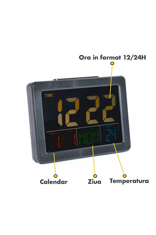 LCD Electronic Clock, Alarm, Black - 2