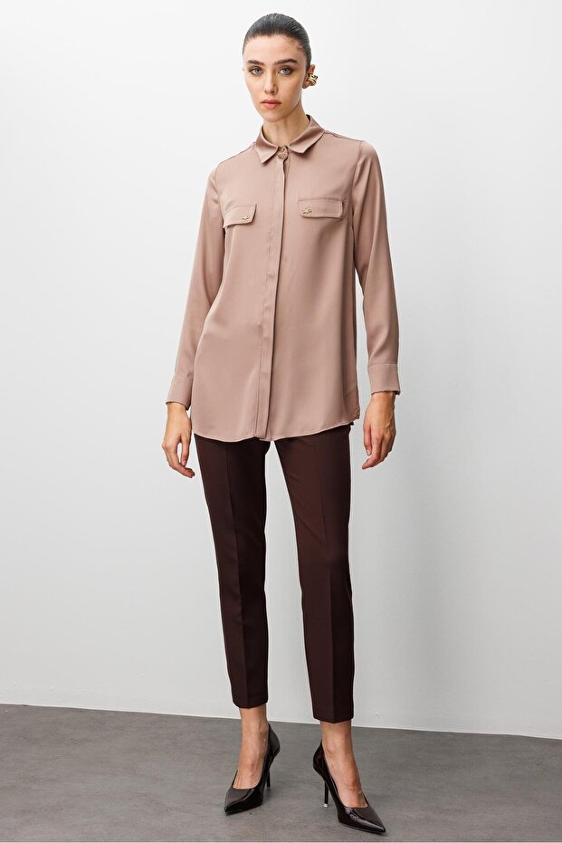 MODAİLGİ Saten Gömlek 10020 CAMEL - 2