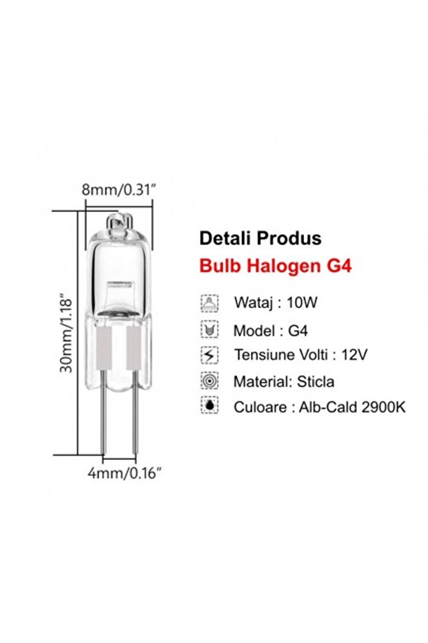 Bec halogen GU4, 35W, alb cald - 5