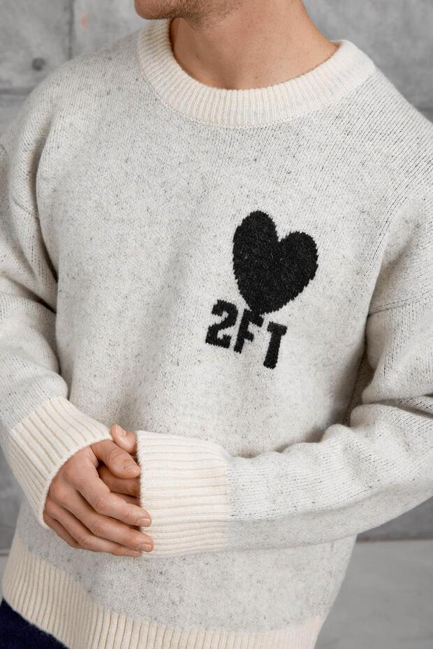 Men's Knitwear 251 Tri̇ko Ecru White Oversize Knitwear Fabric