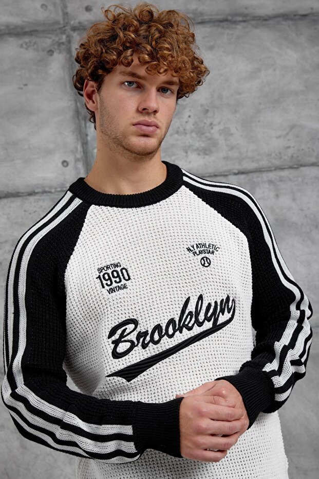 Siyah BEYAZ NMRC ÖRME TRİKO - 5