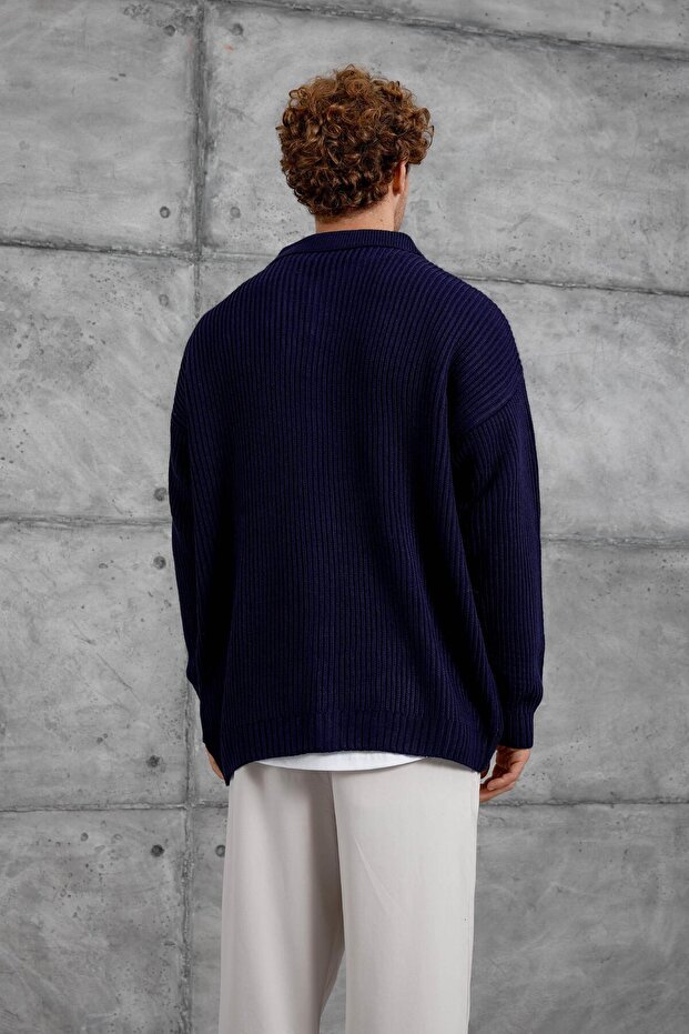 Erkek Lacivert DPP OVERSIZE ÖRME HIRKA - 6