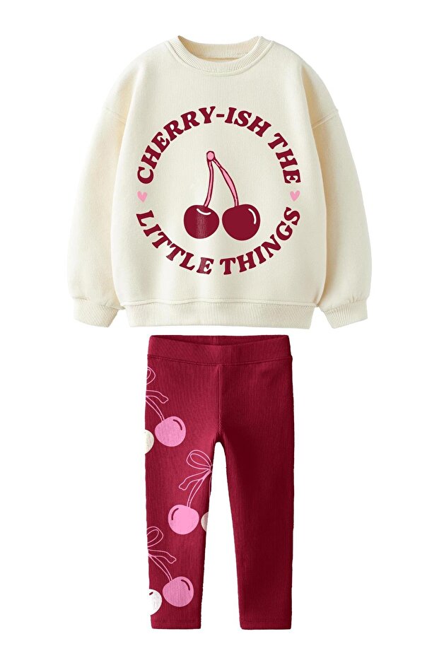 Girl's Printed 3 Thread Cotton Fabric Top and Bottom Set