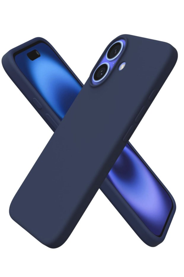 iPhone 16 Case Inside Velvet Shockproof Screen and Camera Raised Lasman Cover-Dark Blue