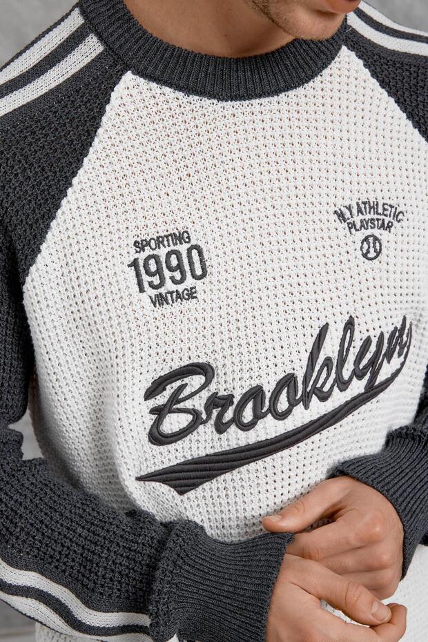 Gri BEYAZ NMRC ÖRME TRİKO - 6