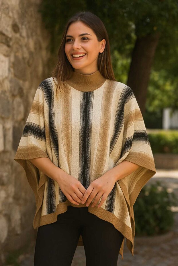 Kadın Panço Örme Triko Kolsuz Tek Beden - 2