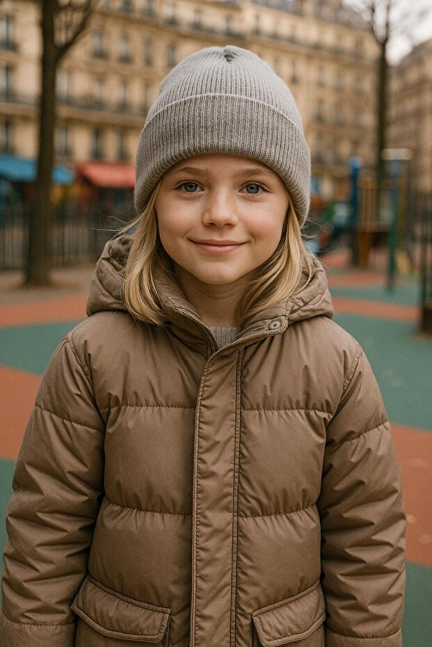 Dark Gray Basic Girl's Beret 7-12 Years Old