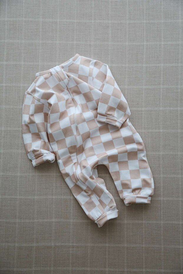 100% Organic Cotton Latte Checker Pattern Boys-Girls Soft Baby Sleeping Bag