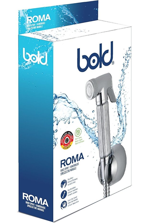 Roma Brass Bidet Shattaf – Handheld Adjustable Sprayer with Hot & Cold Control, Chrome, G1/2