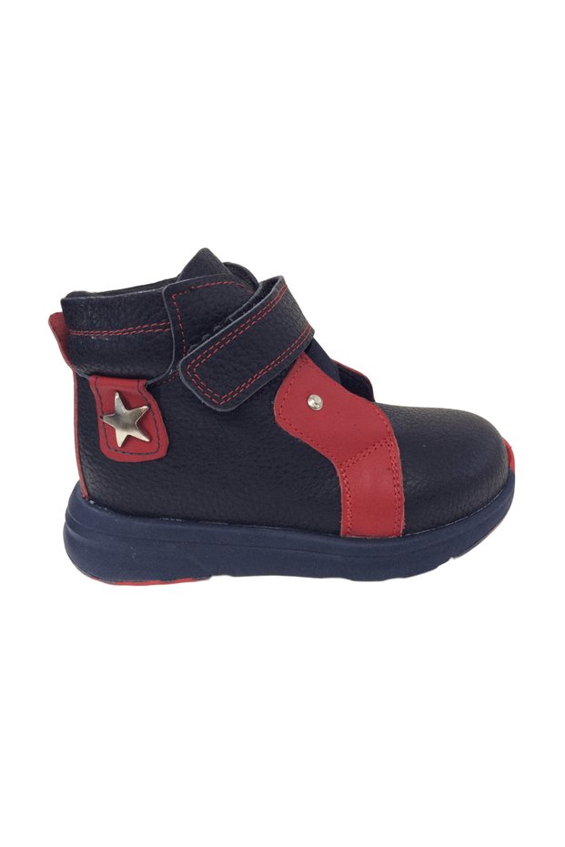 Ortopedikal1001 Ridente Navy Blue Red Baby Boy Boots 100% Leather Rubber and Velcro