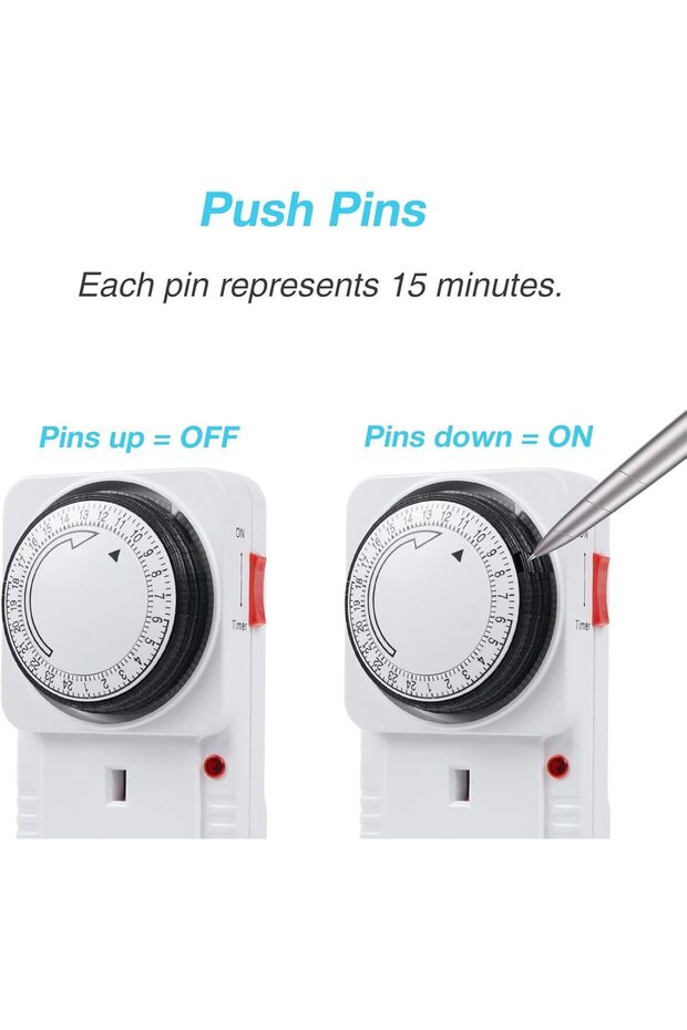 24 Hour Programmable Mechanical Timer Plug Socket 13A Energy Saving UK Plug-in Switch 2 Pack - 3