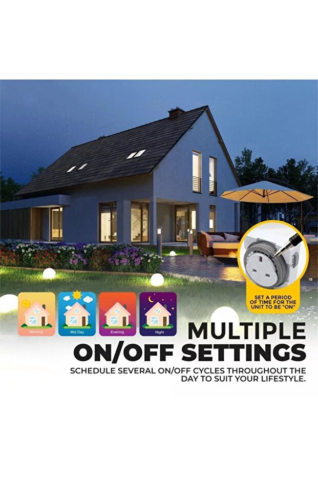 24 Hour Mechanical Segment Timer Plug Socket, Energy Saving Switch for Home Appliances - 7