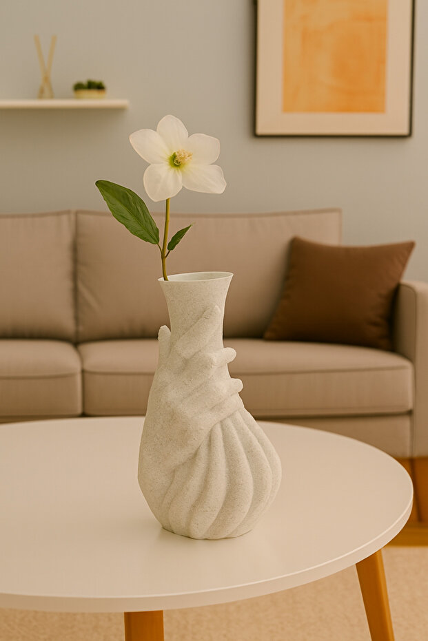 Modern Ruhlu Handmade Bioplastic Vase | Artistic Touch with Pla Material | 20cm (Flowers Not Included)