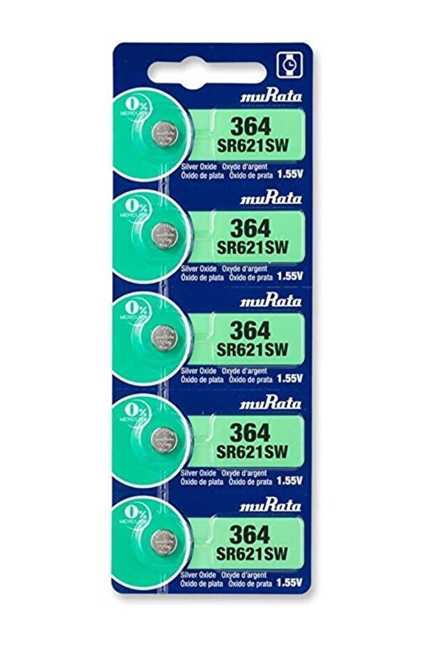 muRATA 5-Pieces Murata SR621SW / 364 Silver Oxide 1.55V (muRata) Japan Batteries